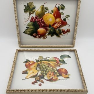 1960s Framed Prints by R. F. Harnett - Embossed Plastic Art - Mid Century Modern 8" x 10"