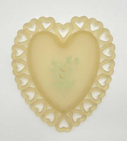 Vintage Westmoreland Yellow Satin Glass Heart Dish - Hand Painted Daisies - Granny Core Charm - Image 2