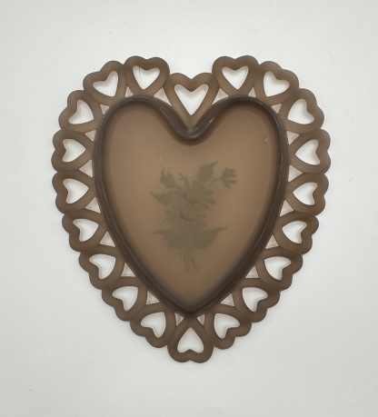 Vintage Westmoreland Brown Satin Glass Heart Dish - Hand Painted Daisies - Granny Core Charm - Image 2