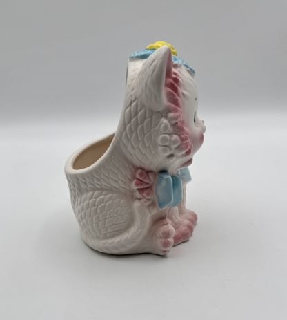 Vintage Lark Japan Ceramic Kitten Planter - Blue Bow Kitty Cat Figurine - 6" - Image 5