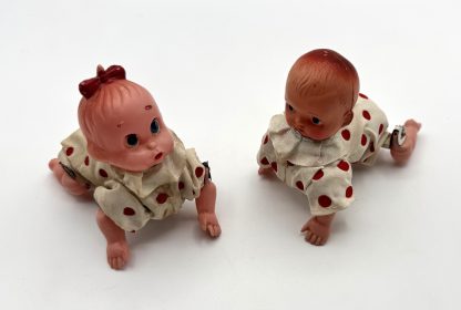 Vintage 1950s Japanese Wind-Up Crawling Baby Dolls - Set of 2 - Working!