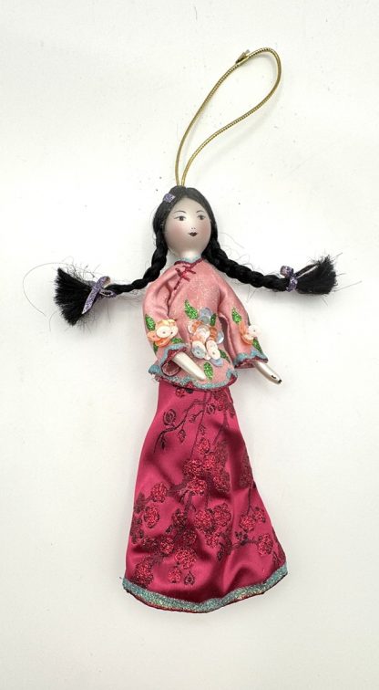 Set of 2 Ladies With Elegance 8" Glass Ornament - Asian Geisha & Ladies with Elegance Red Black Set - Image 2