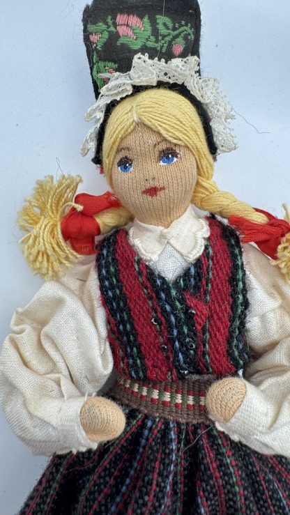 Vintage 1950s - 60's Scandinavian Wool Doll - Traditional Handmade Swedish Folk Art Doll - Image 2