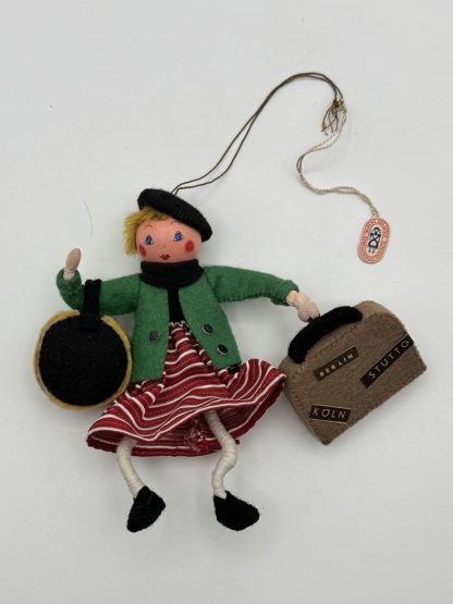 Rare vintage German felt doll hanging ornament circa 1960's