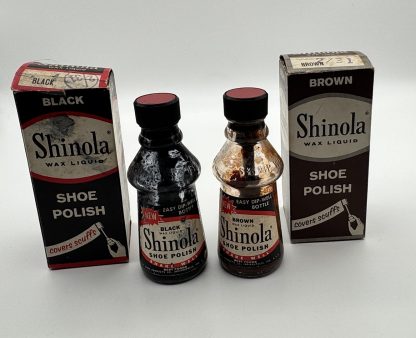 Vintage Shinola Wax Liquid Shoe Polish Bottles & Boxes - 1950s - Black - Brown - Collectible - Rare