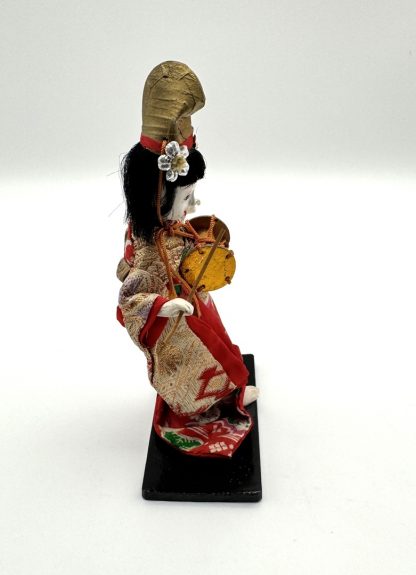 Vintage Geisha Girl Doll – 6 ½” - Japan - Red Kimono - Wood Stand - Souvenir - Collectible - Image 7