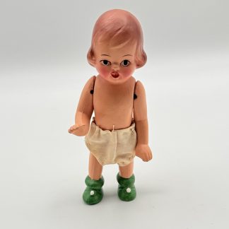 Vintage 1950s Jointed Baby Doll – Painted Composition / Early Material – 5” Tall