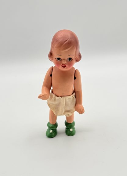 Vintage 1950s Jointed Baby Doll – Painted Composition / Early Material – 5” Tall