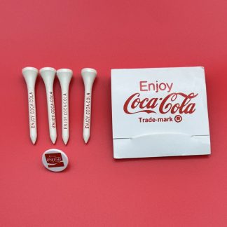 Vintage Coca-Cola Golf Tee Set with Ball Marker – 1980s – Unused in Original Case