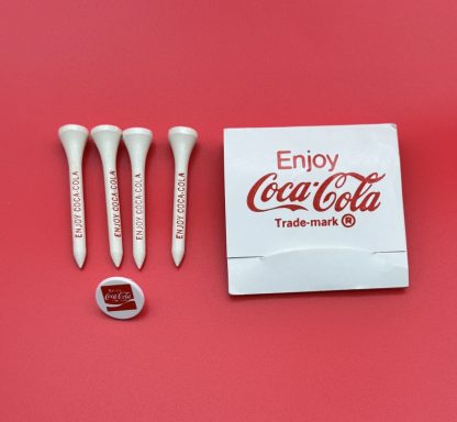 Vintage Coca-Cola Golf Tee Set with Ball Marker – 1980s – Unused in Original Case
