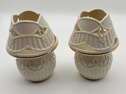 Lenox Ivory Porcelain Fine China Great Gifts Carved Tea Light Lamps Set - 2 Count - Like New!