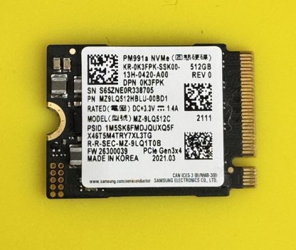 Samsung PM991a 512GB, NVMe 0K3FPK K3FPK