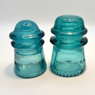 Vintage Hemingray Glass Insulators  Hemingray-9 & Hemingray-16 – Aqua Blue Nice Condition