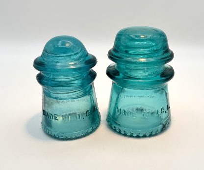 Vintage Hemingray Glass Insulators  Hemingray-9 & Hemingray-16 – Aqua Blue Nice Condition