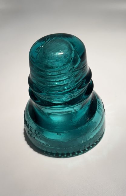 Rare Vintage Hemingray No. 40 Glass Insulator - Aqua Blue Green, 4" Tall, Patented 1898 - Perfect Collectible Condition - Image 9