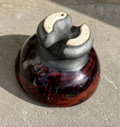 Vintage Brown Swirl Porcelain Power Line Insulator – Large 5.5" Antique Utility Glass - Image 4