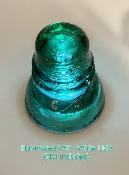 Antique Brookfield Glass Insulator CD 152 –  Hoopskirt - Deep Emerald Green / Aqua w Bubbles Swirl Lines - Image 8