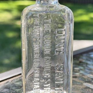 LUNG SAVER "The Good Cough Syrup" – Philadelphia PA – 4”  Glass Patent Medicine Collectible