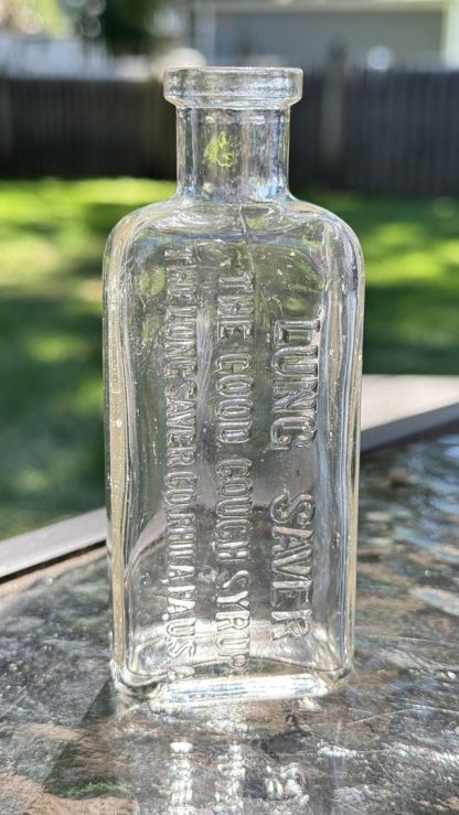 LUNG SAVER "The Good Cough Syrup" – Philadelphia PA – 4”  Glass Patent Medicine Collectible