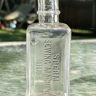 Rare - Vintage Sperm (Whale) Sewing Machine Oil Bottle – 5” Tall – 1 3/4” Wide – Clear Glass