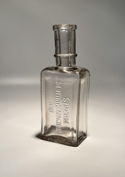 Rare - Vintage Sperm (Whale) Sewing Machine Oil Bottle – 5” Tall – 1 3/4” Wide – Clear Glass - Image 4