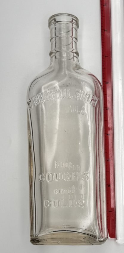 Vintage Creomulsion for Coughs and Colds – 8.5” x 3” Clear Glass Bottle – Excellent Condition - Image 2