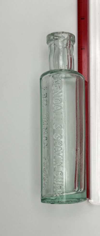 Vintage Kendall’s Spavin Cure for Human Flesh – 5” Tall – 1 1/2” Wide – Decagon Bottle – Light Blue Tint - Image 4