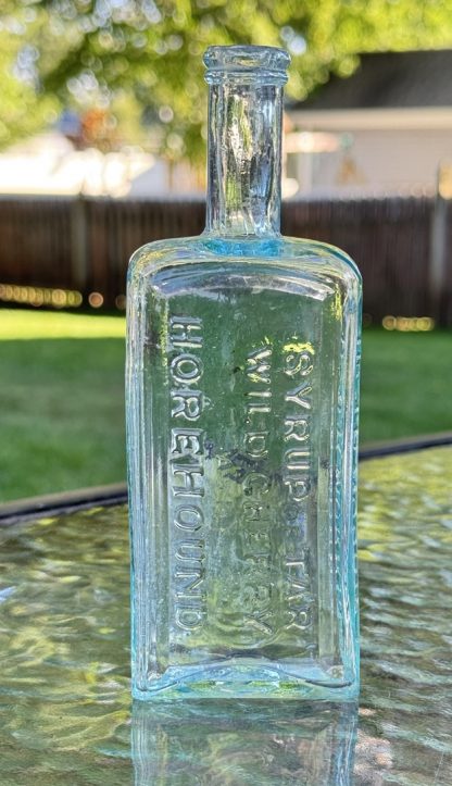 Vintage Syrup of Tar - Wild Cherry Horehound – Dr. J.R. Morris – Easton PA – Light Blue Glass Bottle 6 1/4"