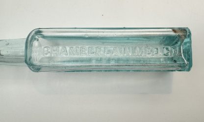 Vintage Chamberland’s Cough Remedy – Des Moines, IA – Aqua Blue Glass Bottle - Image 4
