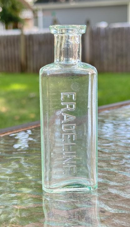 Vintage Eradeline Glass Bottle -  Antique Collectible – Aqua Blue Glass Bottle