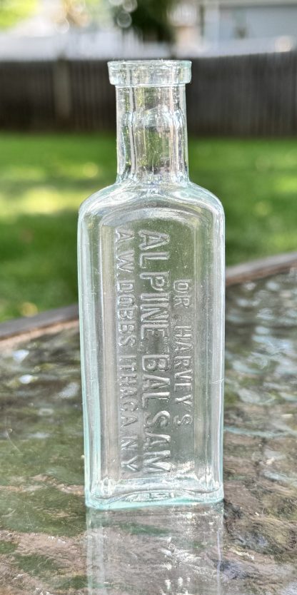Vintage Dr. Harvey’s Alpine Balsam Glass Bottle - A.W. Dobbs, Ithaca NY - Antique Collectible