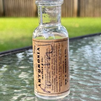 Vintage Clear Glass Arthrosia Medicine Bottle w/ Original Label – 19th Century Patent Medicine