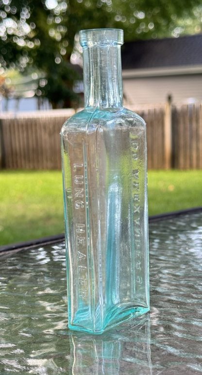 Vintage Aqua Blue Lung Healer Patent Medicine Bottle by Dr. Alexander's with Original Label - Image 5