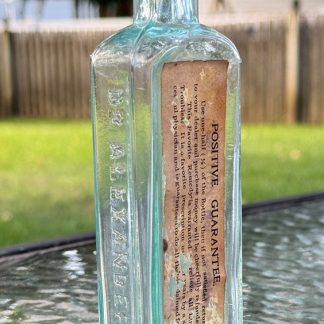 Vintage Aqua Blue Lung Healer Patent Medicine Bottle by Dr. Alexander's with Original Label