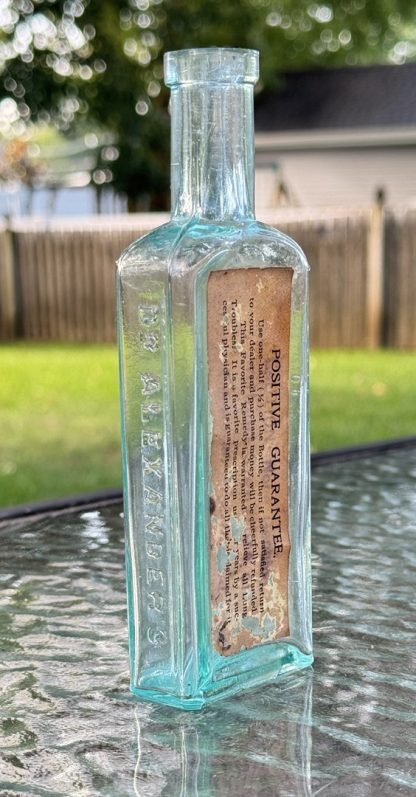 Vintage Aqua Blue Lung Healer Patent Medicine Bottle by Dr. Alexander's with Original Label