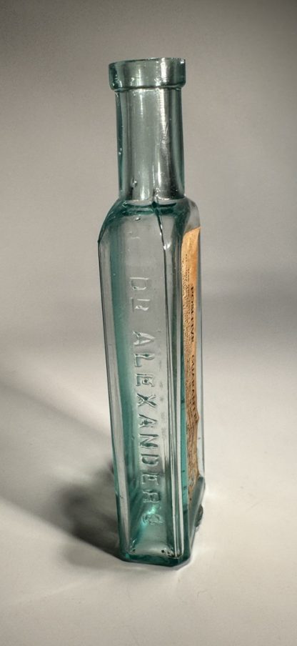 Vintage Aqua Blue Lung Healer Patent Medicine Bottle by Dr. Alexander's with Original Label - Image 9