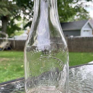 Vintage Mt Pleasant Farm Baldwin Quart Milk Bottle – Embossed Glass, Livingston NJ – Light Brown Hue, Collectible Dairy Bottle
