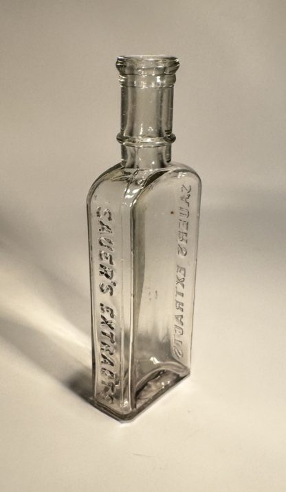 Antique Sauer's Extracts Bottle, Clear Glass, Embossed Vintage Extract Bottle (patten medicine) - Image 4