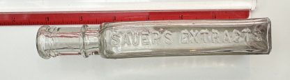 Antique Sauer's Extracts Bottle, Clear Glass, Embossed Vintage Extract Bottle (patten medicine) - Image 2
