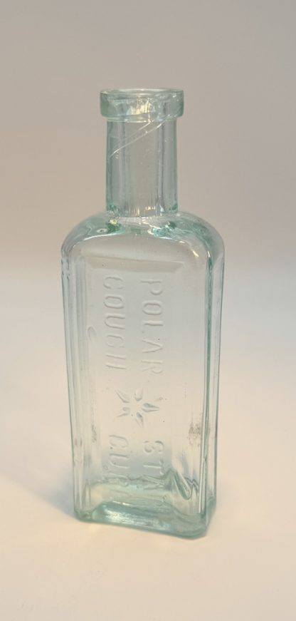 Vintage Polar Star Cough Cure Bottle, Aqua Blue Glass, Embossed Antique Medicine Bottle - Image 2