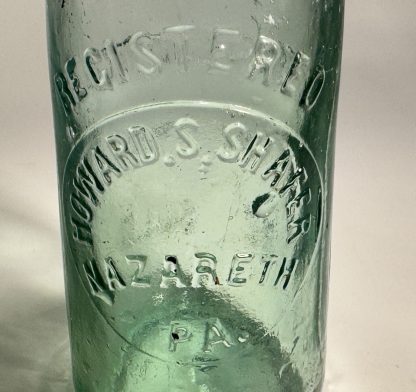 Vintage Howard S. Shafer Soda Bottle, Embossed Aqua Green Glass, Nazareth PA - This Bottle Not To Be Sold - Image 7