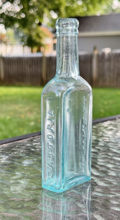 Antique Chas H. Fletcher's Castoria Bottle, Aqua Blue Glass, Collectible Medicine Bottle - Patent Medicine