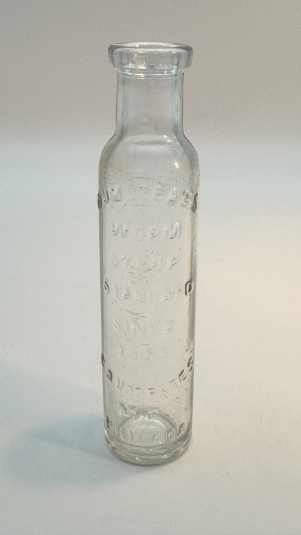 Vintage Clear‑Glass Patent Medicine Bottle Lot – 4 Bottles (1855‑1900) – Embossed & Classic - Worm Syrup - Image 6