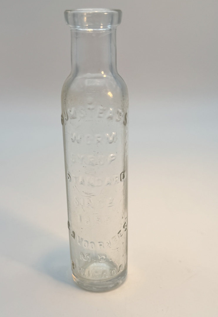 Vintage Clear‑Glass Patent Medicine Bottle Lot – 4 Bottles (1855‑1900) – Embossed & Classic - Worm Syrup - Image 7