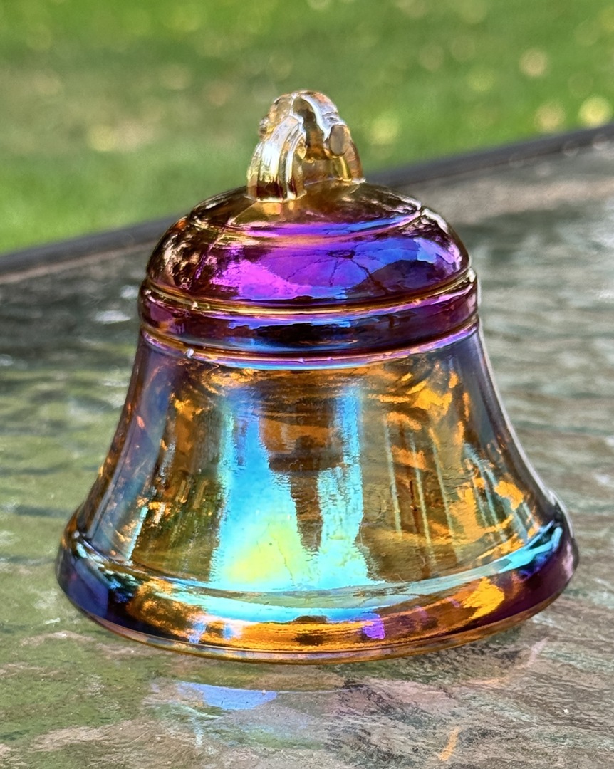 Vintage Telephone Pioneers of America Carnival Glass Bell Paperweight / Insulator