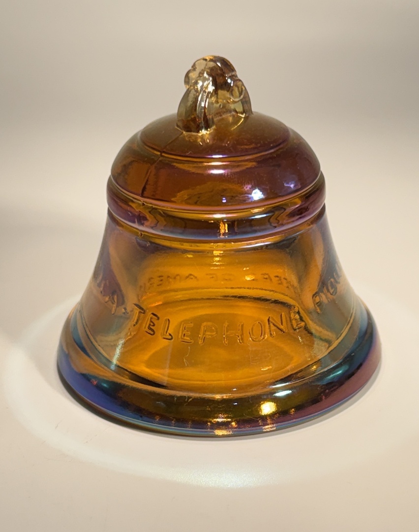Vintage Telephone Pioneers of America Carnival Glass Bell Paperweight / Insulator - Image 4