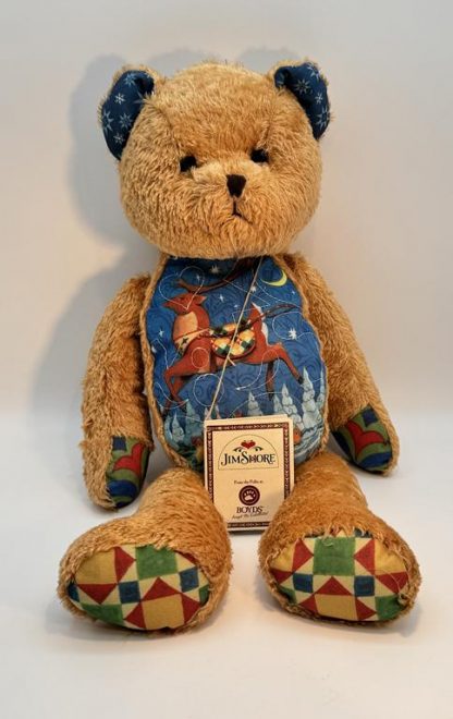 Jim Shore Boyds Starzly Reindeer Quilted Tummy Teddy Bear Plush Jointed Xmas