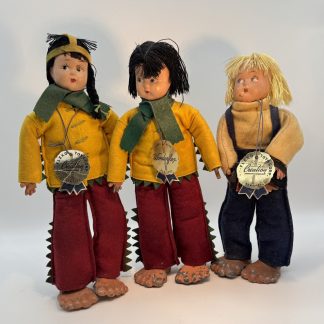 Lot Of 3 - Vintage 1940s Flexo Toys Wonderflex Bendy Dolls - Rare Find