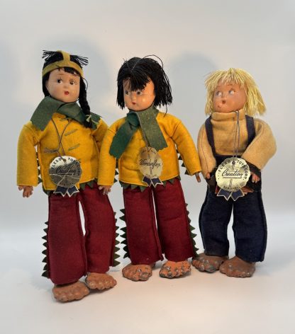 Lot Of 3 - Vintage 1940s Flexo Toys Wonderflex Bendy Dolls - Rare Find