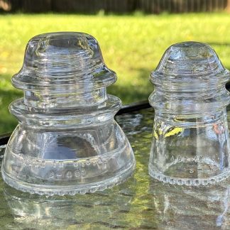 Vintage Hemingray Glass Insulators  Hemingray-9 & Hemingray-42 – Clear Nice Condition (1948)